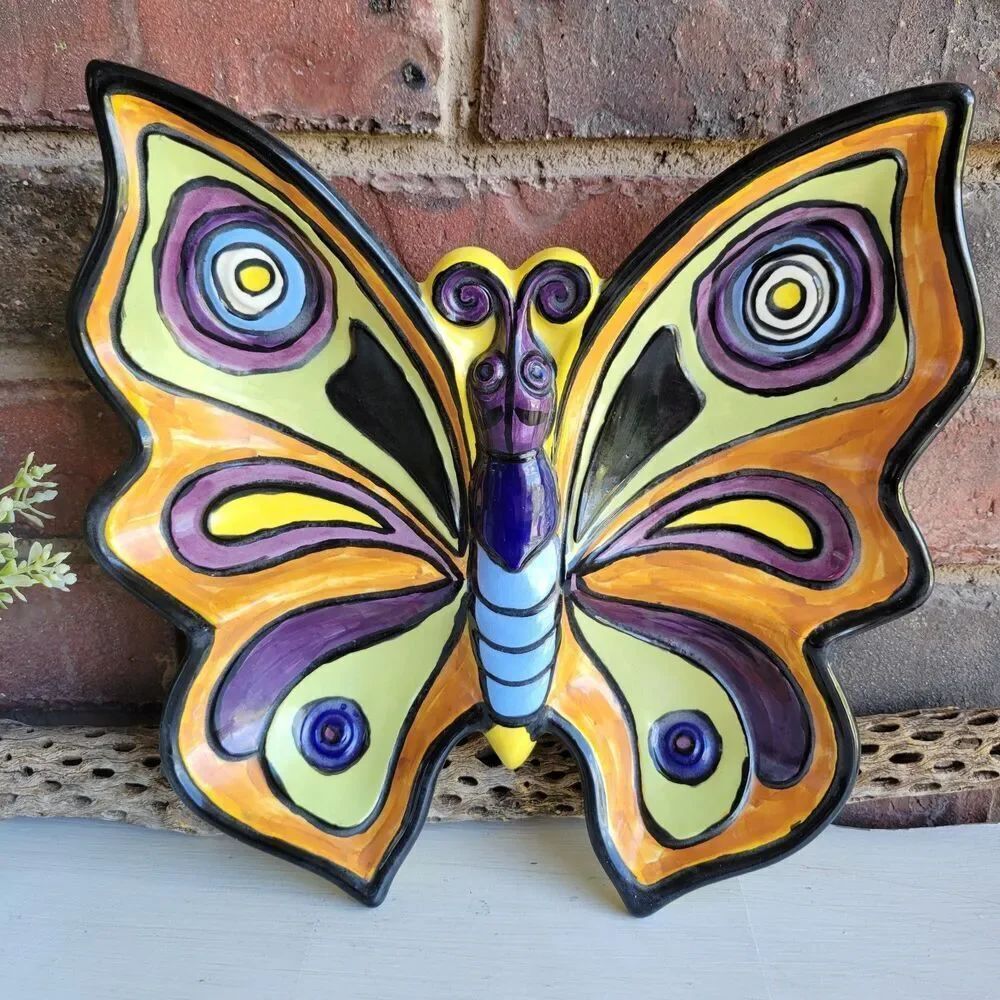 1974 Butterfly Pottery Dish or Wall hanging